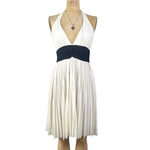 Pleated Halter Empire Waist Dress Goddess Evening Romantic Quietluxury‎ Sz S